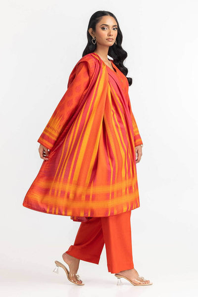 Dhanak Red Stitched Suit - Gul Ahmed