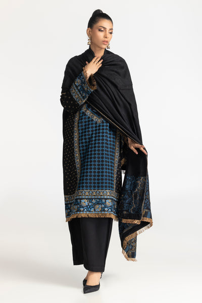 Acrylic Black Stitched Suit - Gul Ahmed