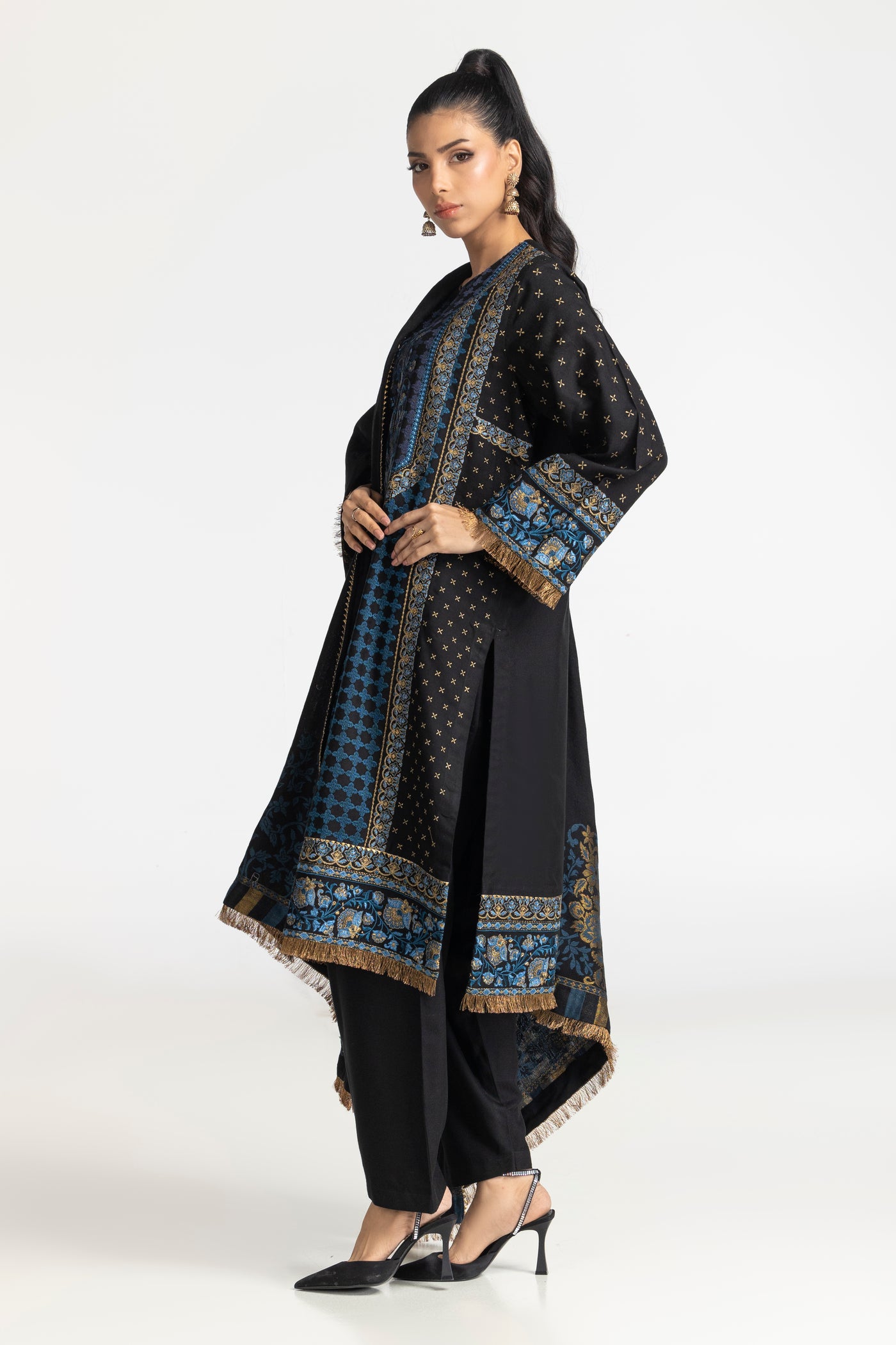 Acrylic Black Stitched Suit - Gul Ahmed