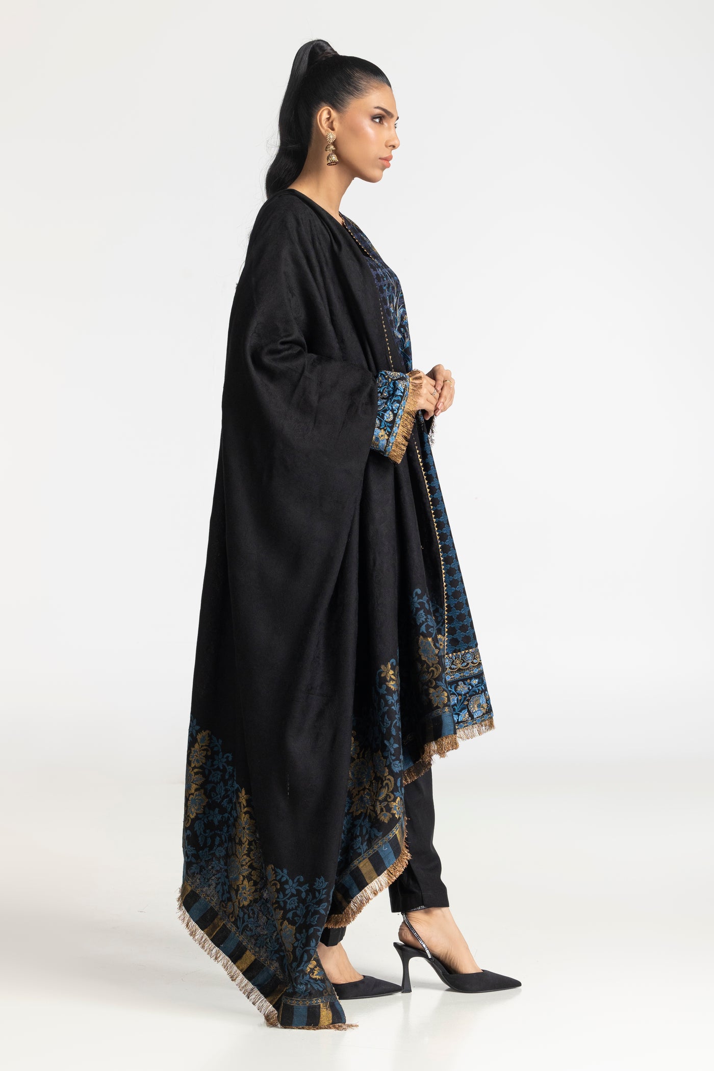 Acrylic Black Stitched Suit - Gul Ahmed