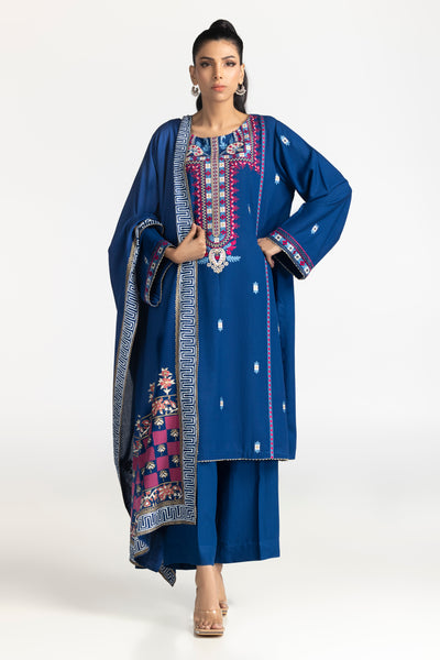 Karandi Blue Stitched Suit - Gul Ahmed