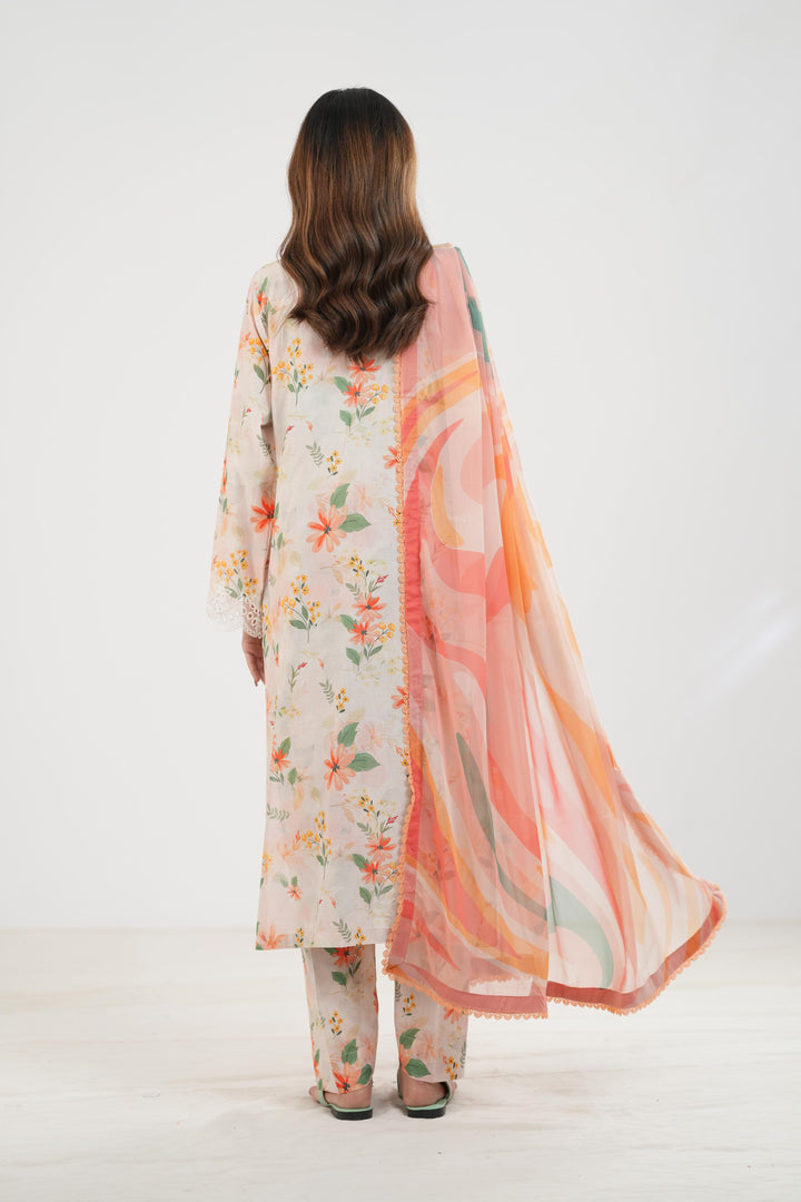 Ivory Aura - Farasha Printed Essentials Stitched