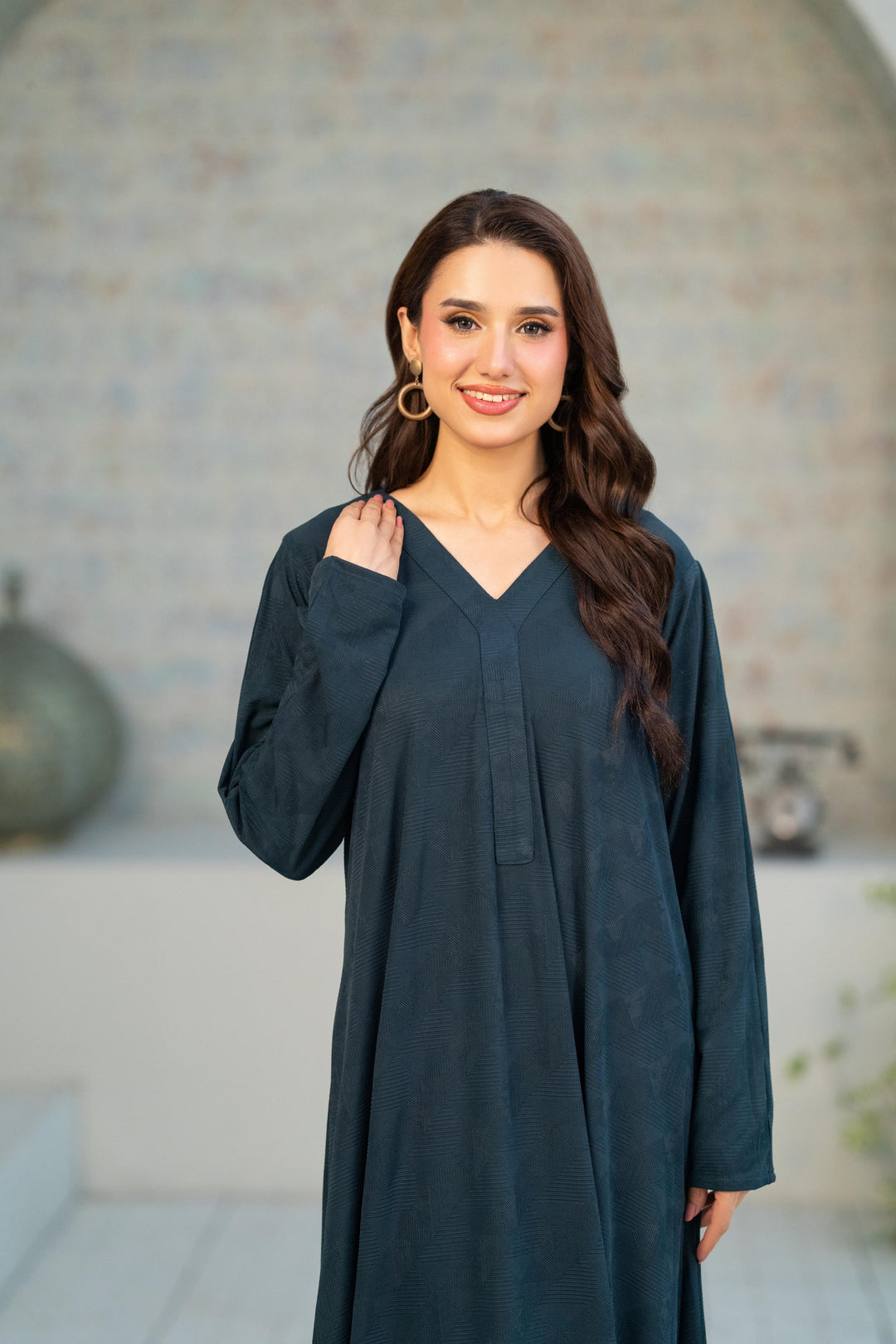 Flowy Textured Jersey Dress Janan Flowy Textured Jersey Dress Janan
