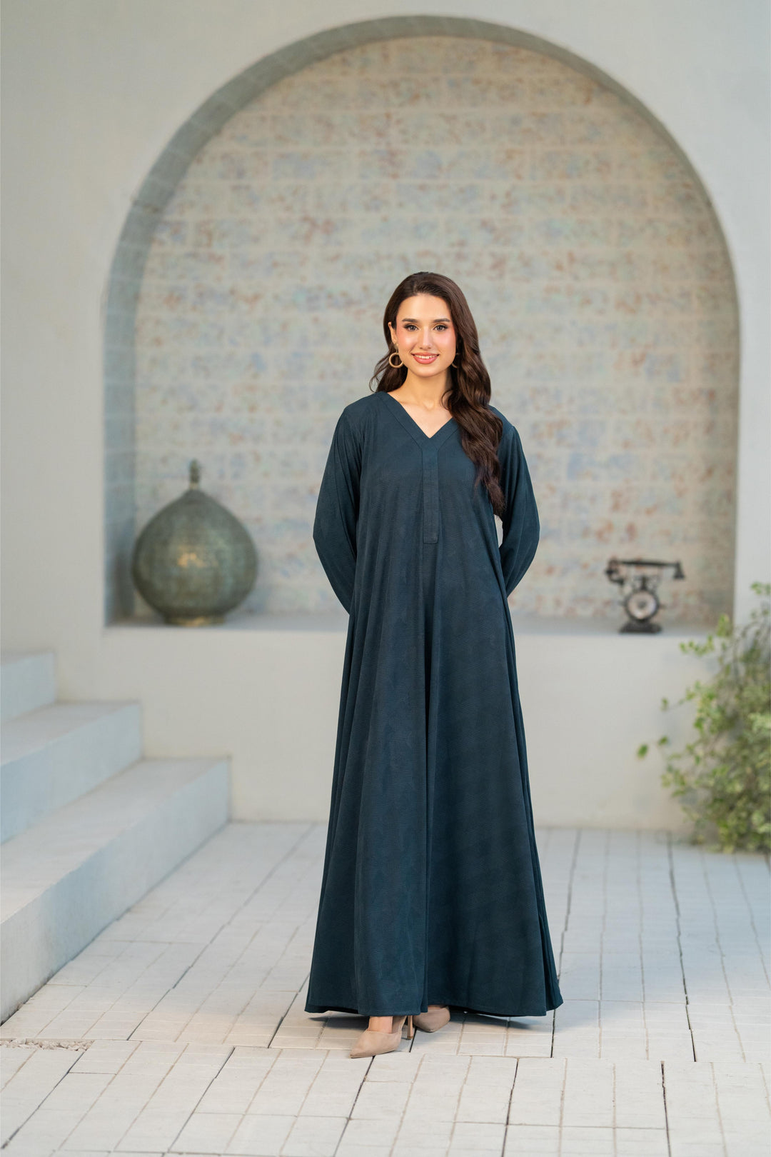 Flowy Textured Jersey Dress Janan Flowy Textured Jersey Dress Janan