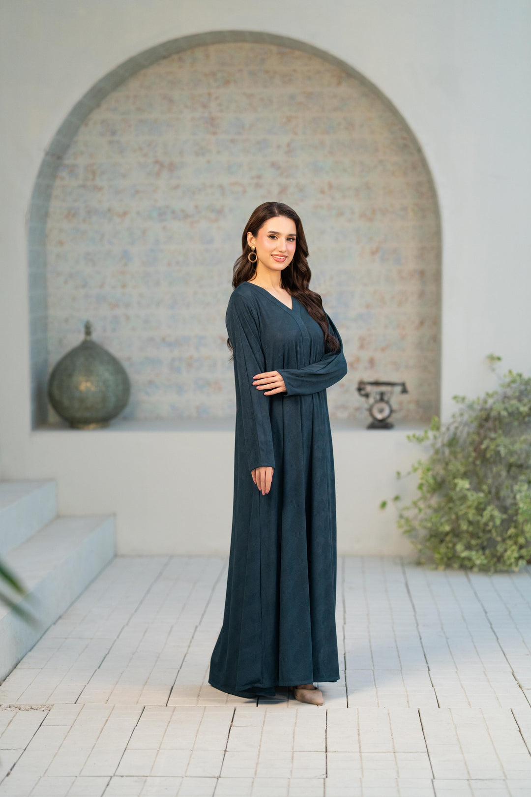 Flowy Textured Jersey Dress Janan Flowy Textured Jersey Dress Janan