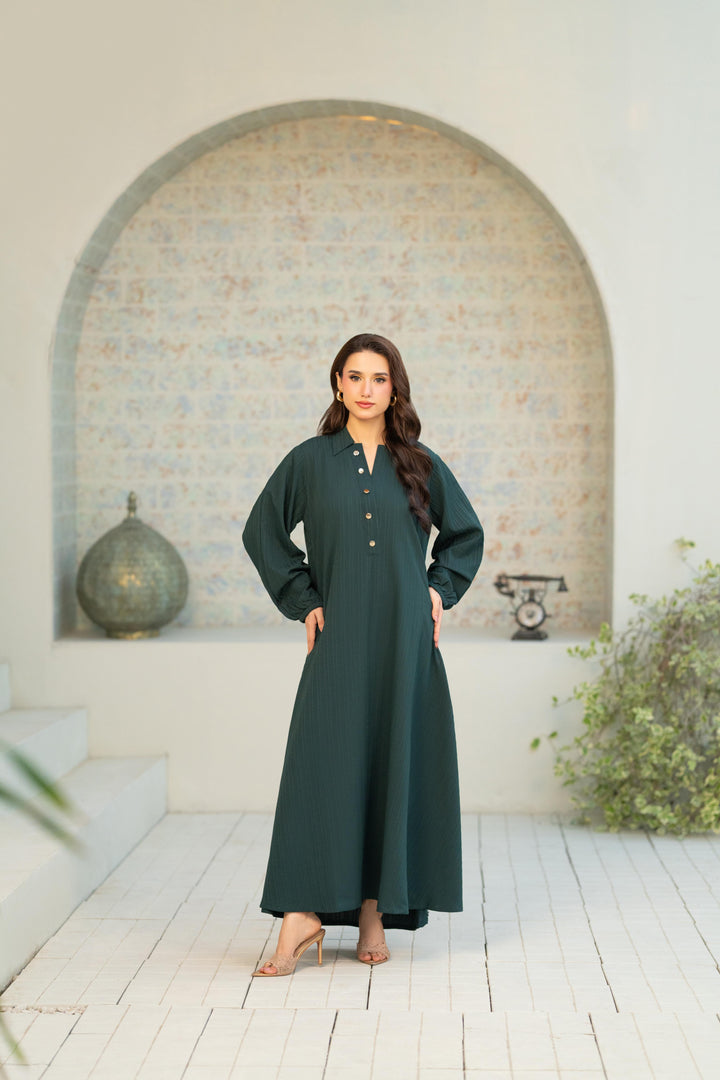 Textured Green Flow Dress