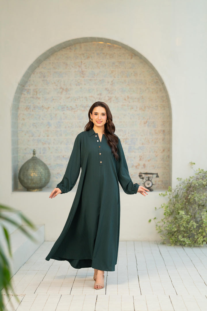 Textured Green Flow Dress