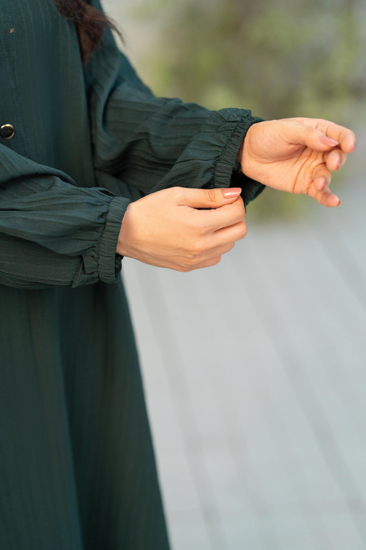 Textured Green Flow Dress