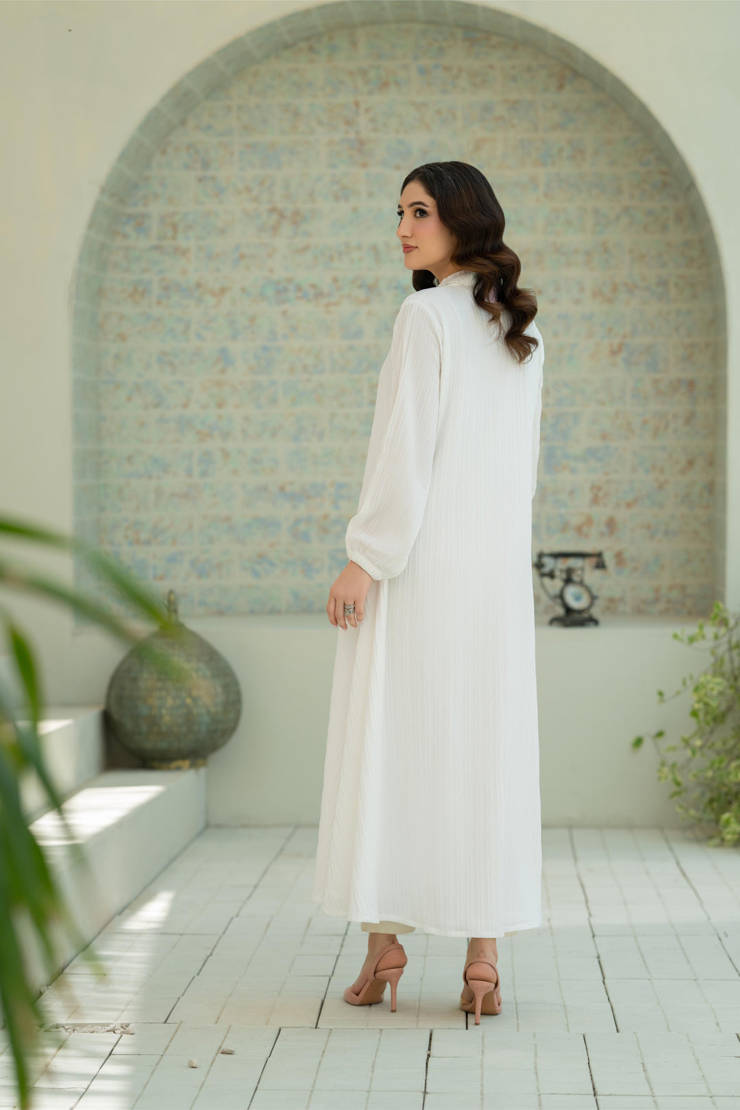 Textured White Flow Dress
