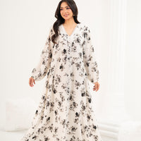 Monochrome Floral Maxi Dress