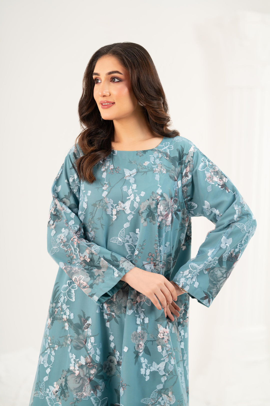 Botanical Embroidered Midi Dress