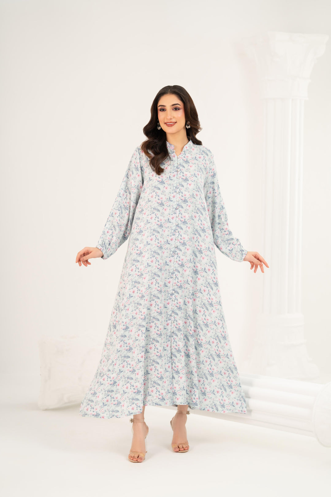 Blue Blossom Midi Dress