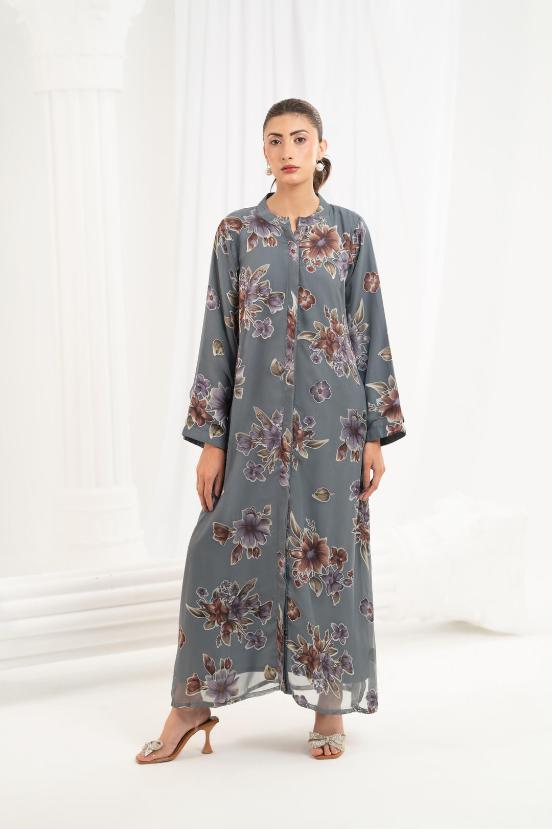 Slate Blossom Printed Dress