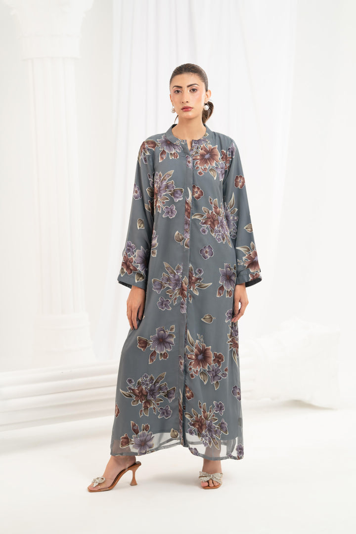 Slate Blossom Printed Dress