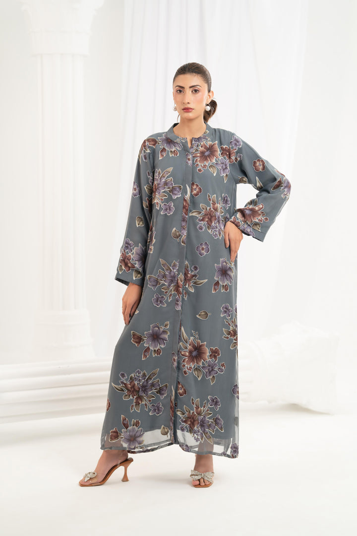 Slate Blossom Printed Dress