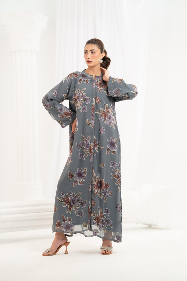 Slate Blossom Printed Dress
