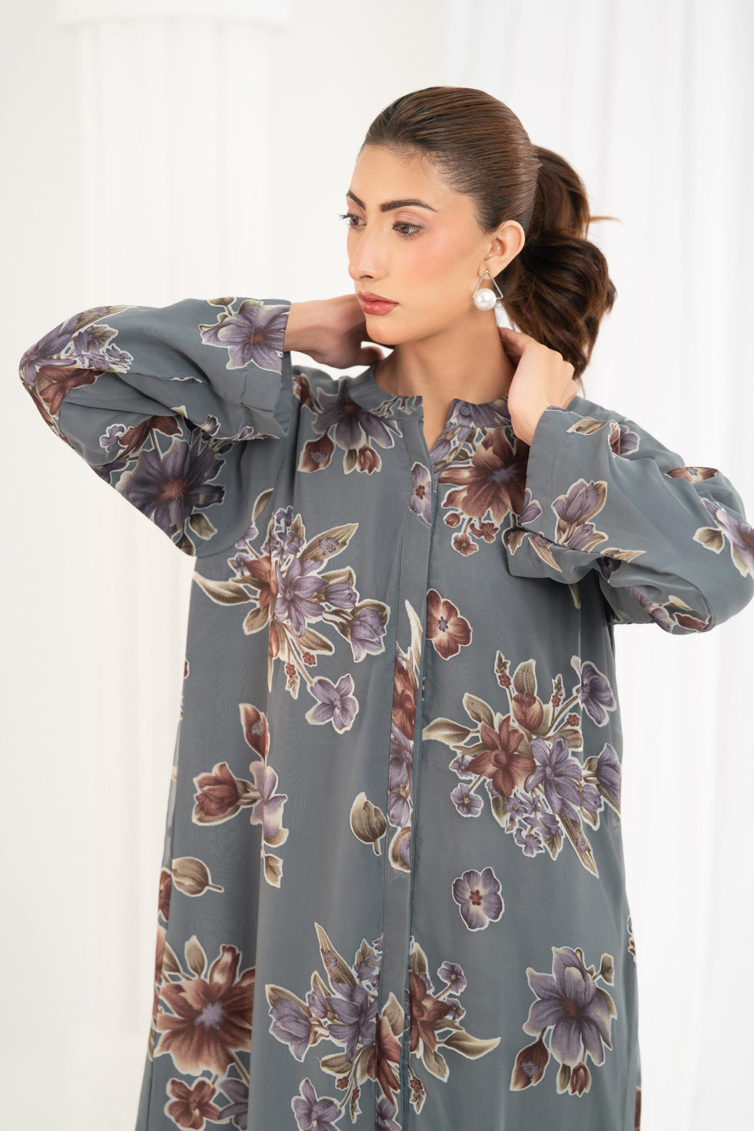 Slate Blossom Printed Dress