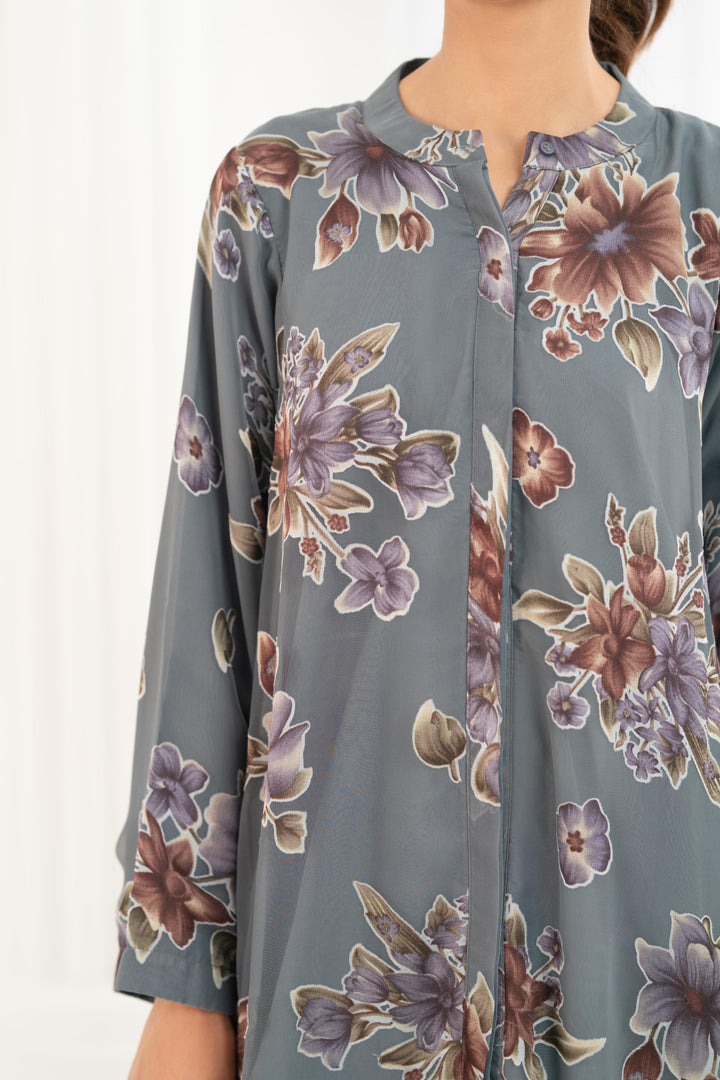 Slate Blossom Printed Dress