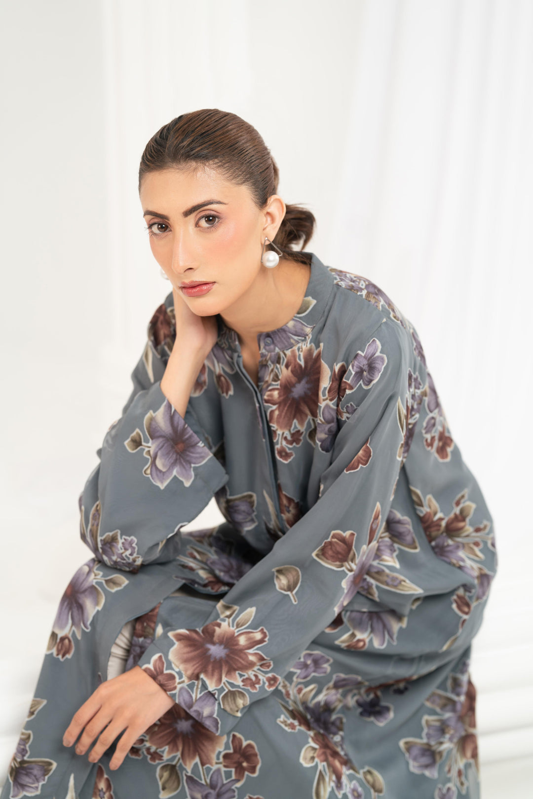Slate Blossom Printed Dress