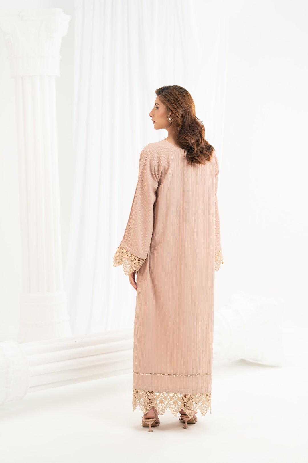 Blush Lace Trim Kaftan