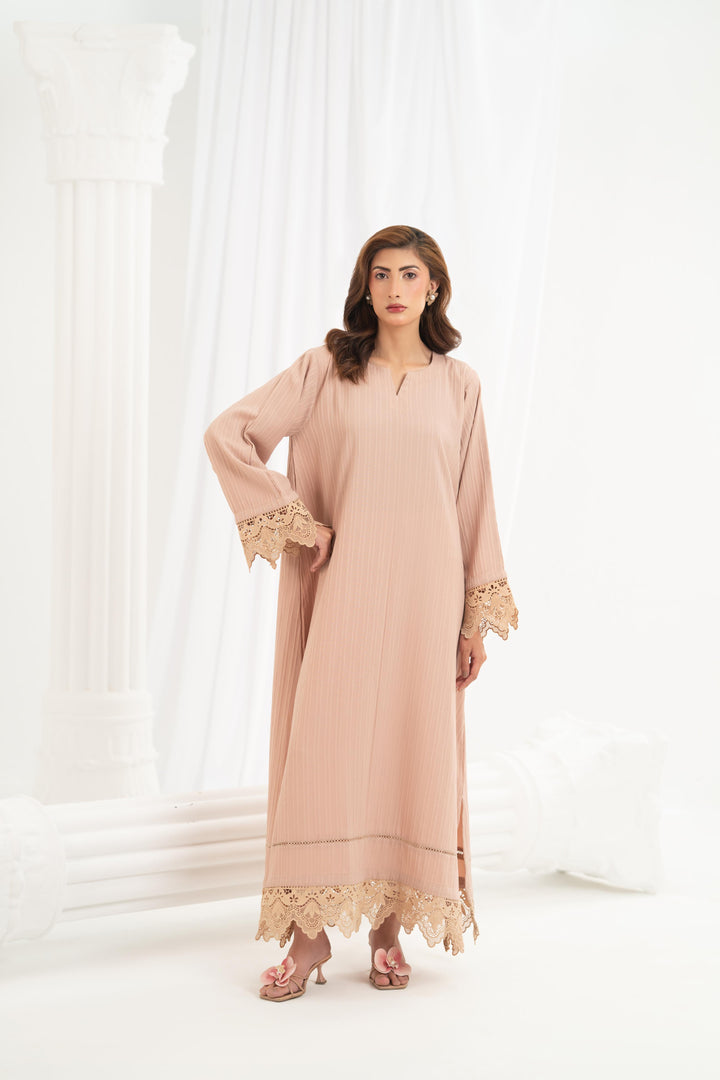Blush Lace Trim Kaftan