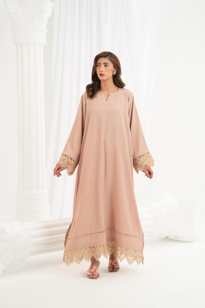 Blush Lace Trim Kaftan