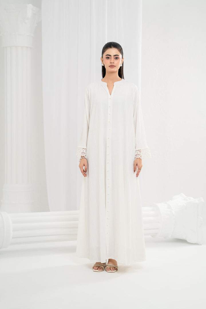 Ivory Self Stripe Dress
