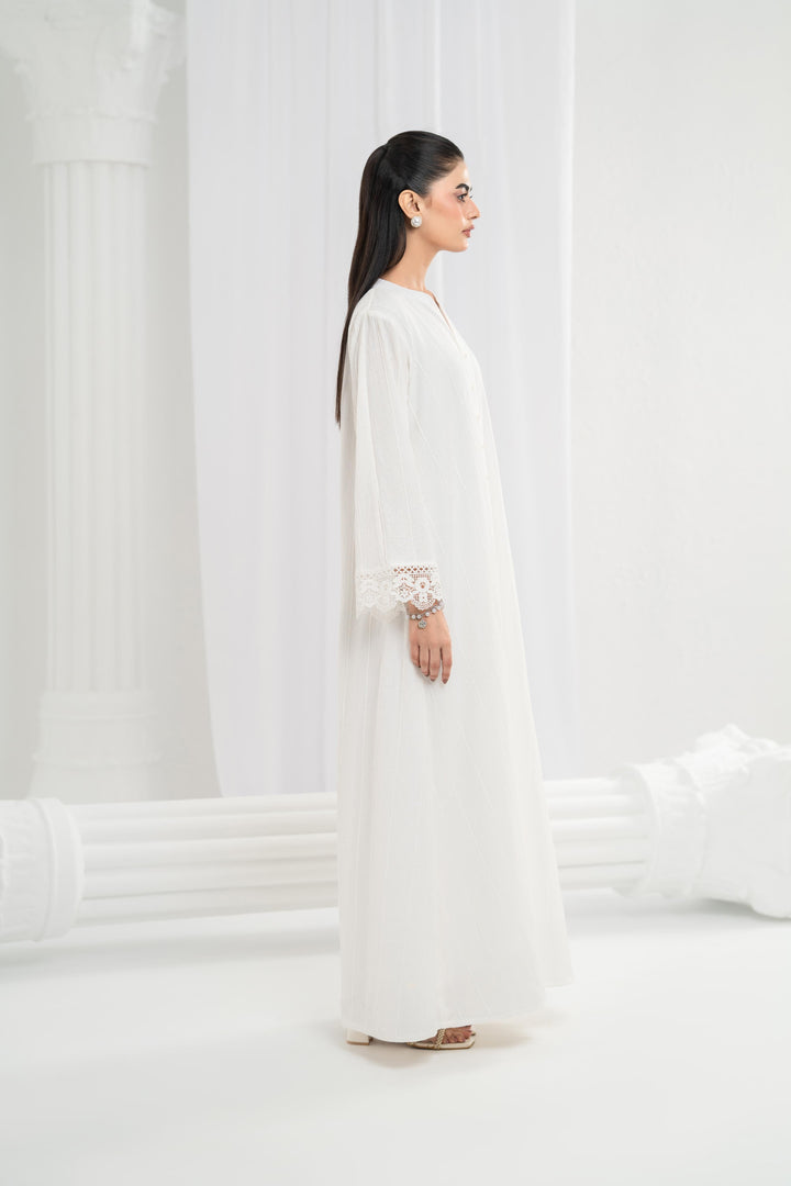 Ivory Self Stripe Dress