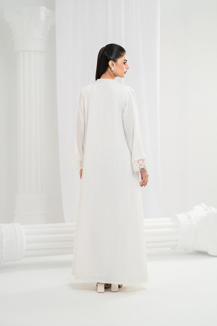 Ivory Self Stripe Dress