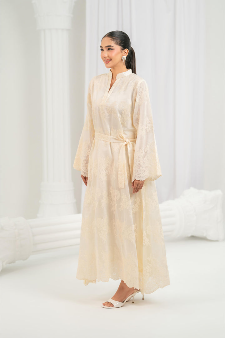 Embroidered Belted Dress