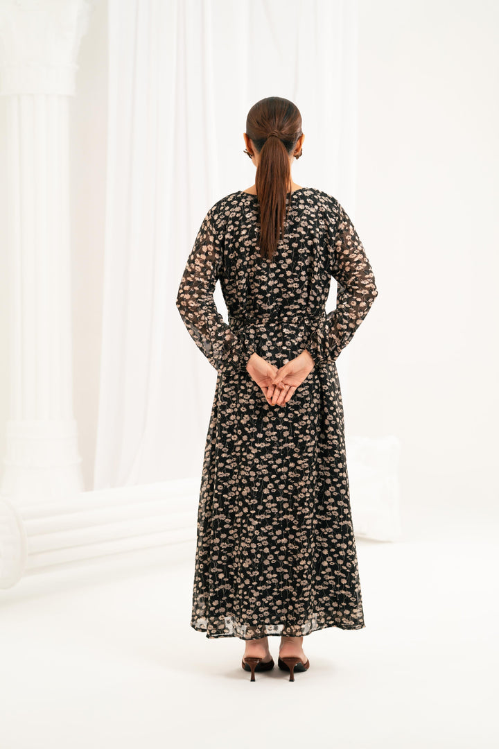 Print Ditsy Belted Dress