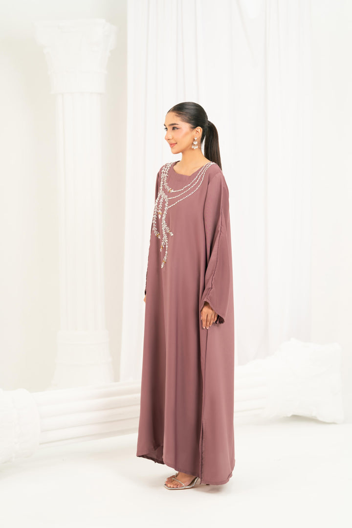 Dusty Mauve Beaded Kaftan