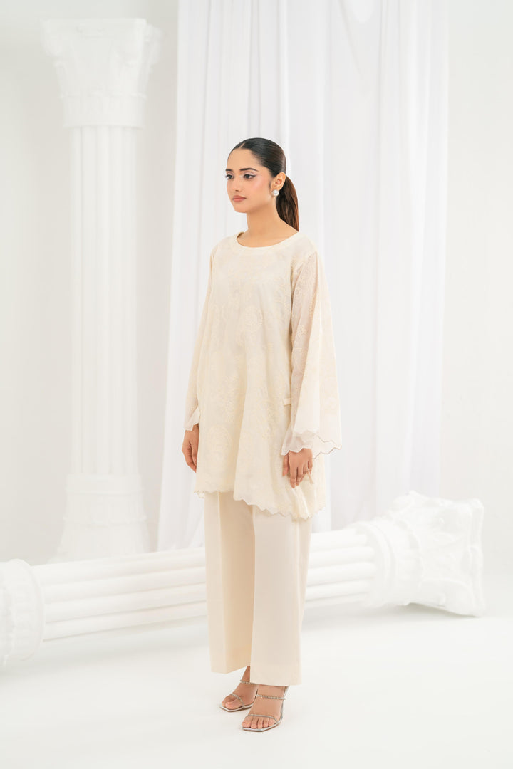 Ivory Embroidered Co-Ord