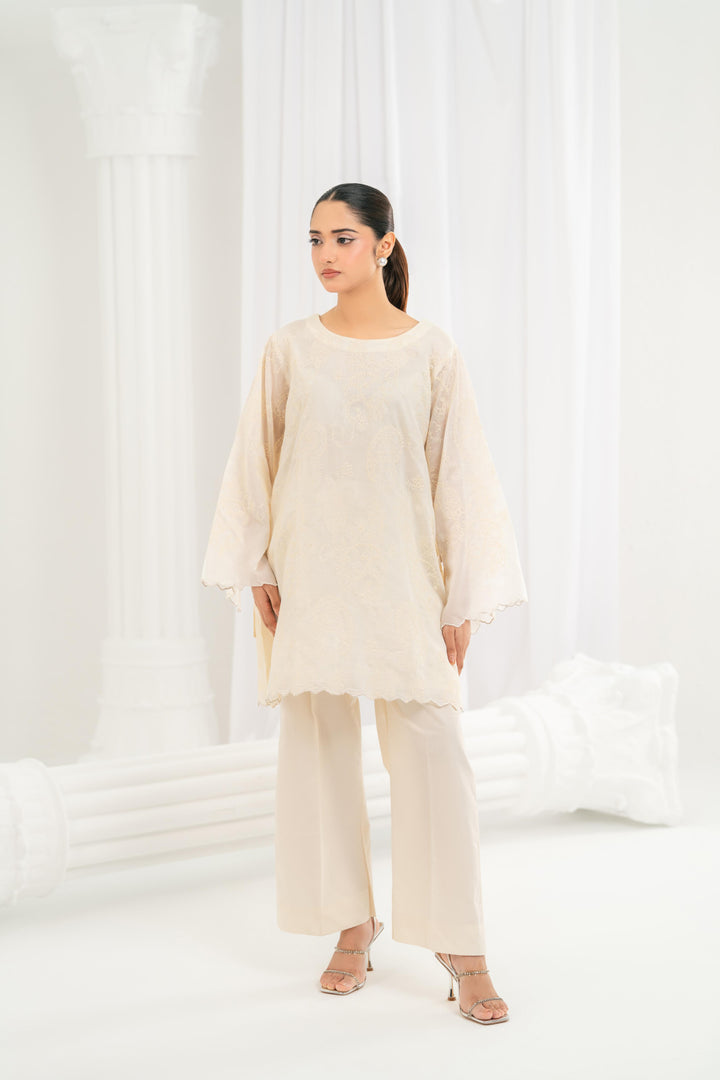 Ivory Embroidered Co-Ord