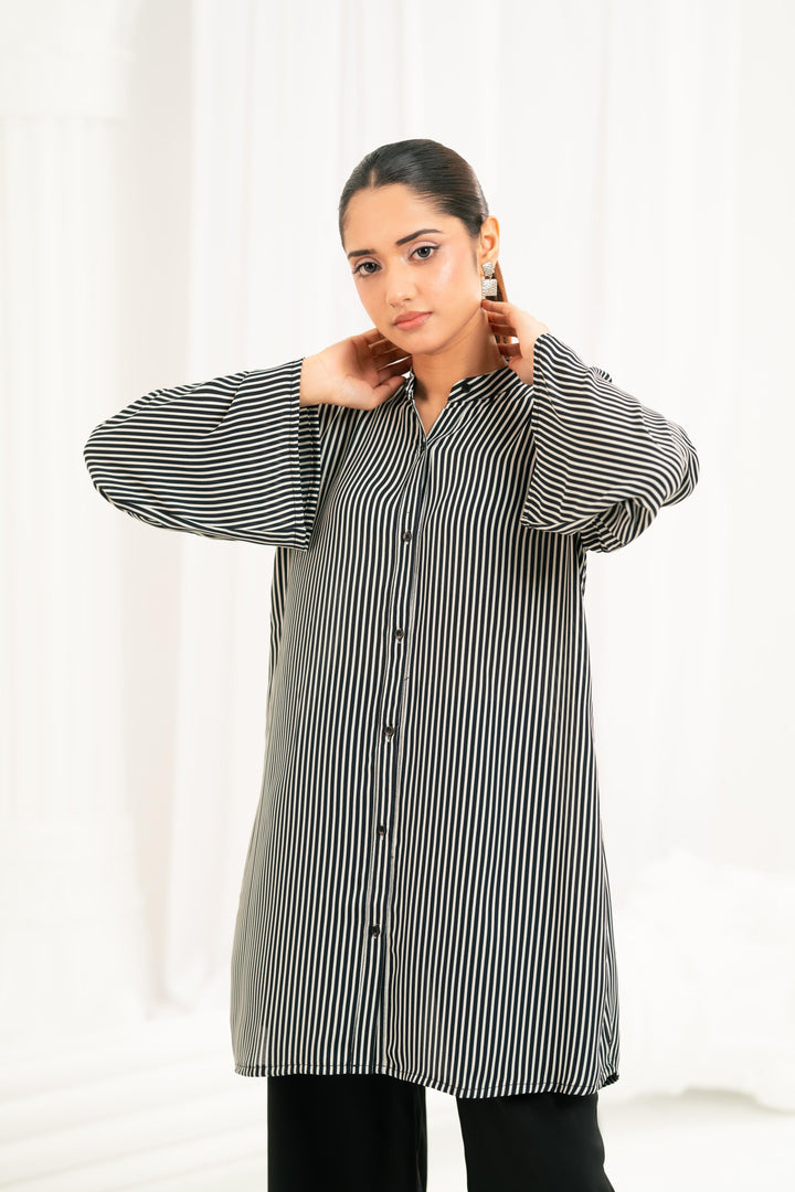 Striped Georgette Crepe Top