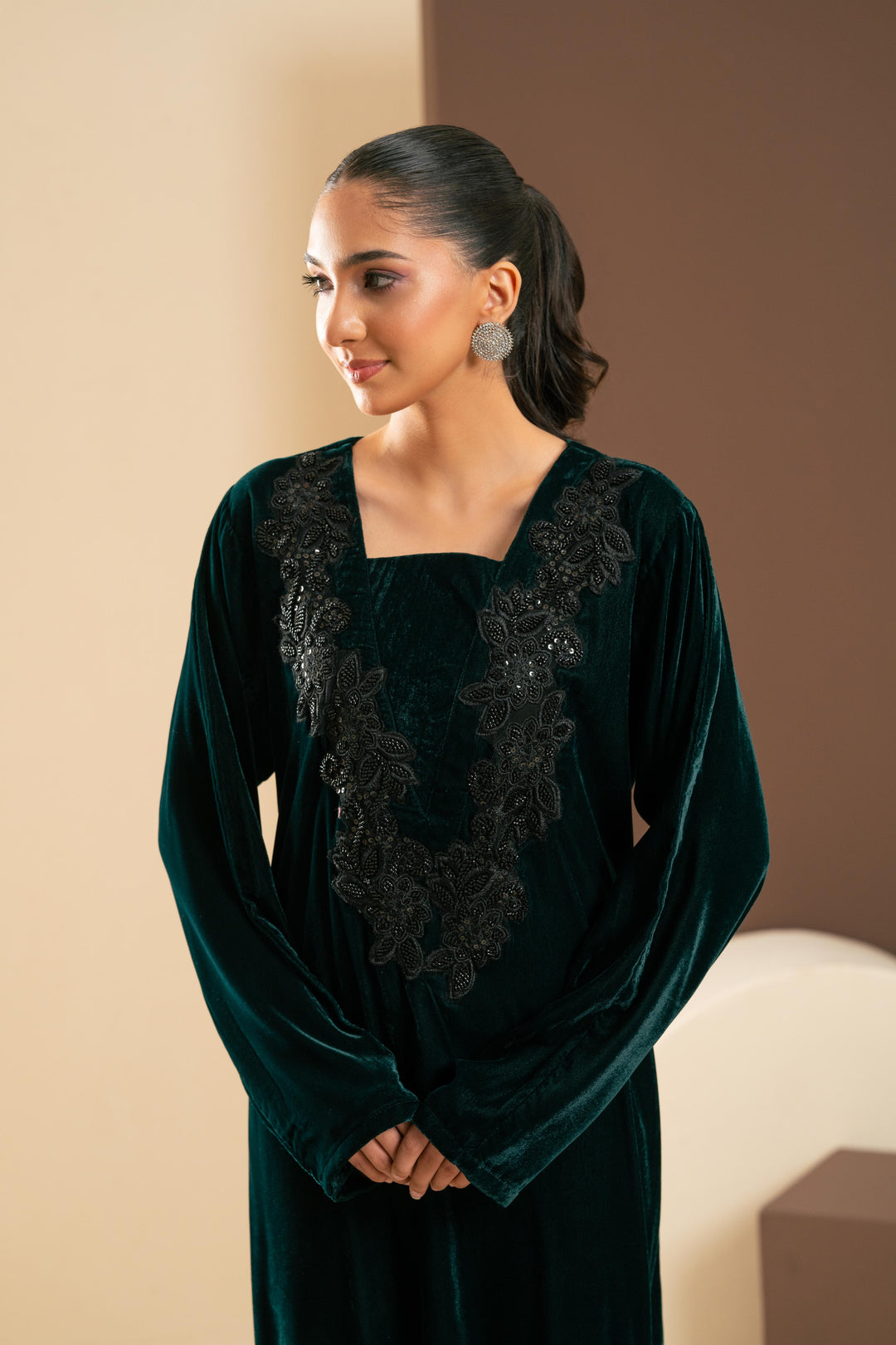 Emerald Velvet Dress