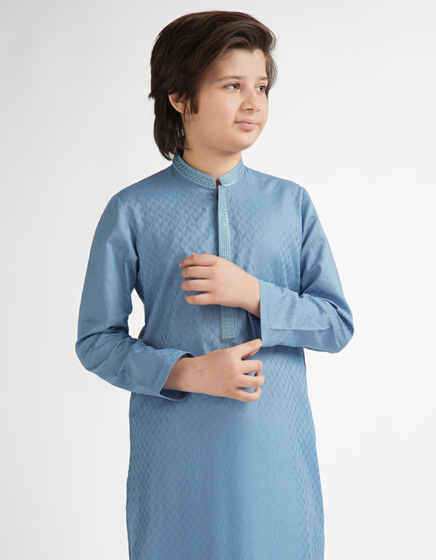 Cotton Blue Kurta - J. Junaid Jamshed