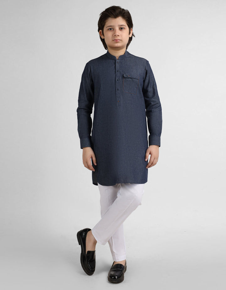 Cotton Blue Kurta - J. Junaid Jamshed