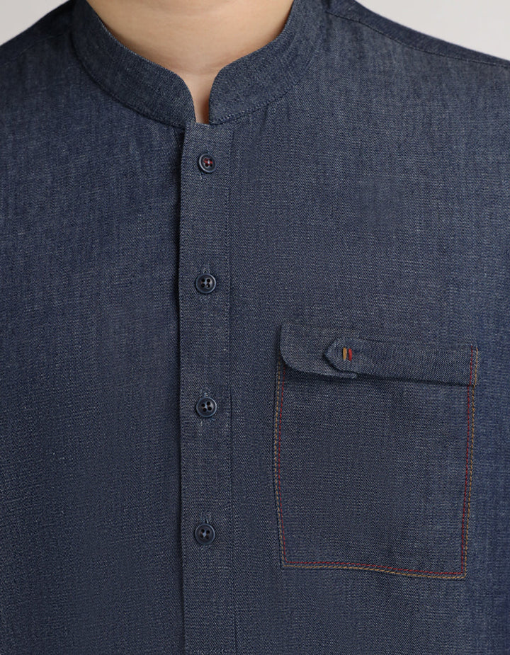 Cotton Blue Kurta - J. Junaid Jamshed