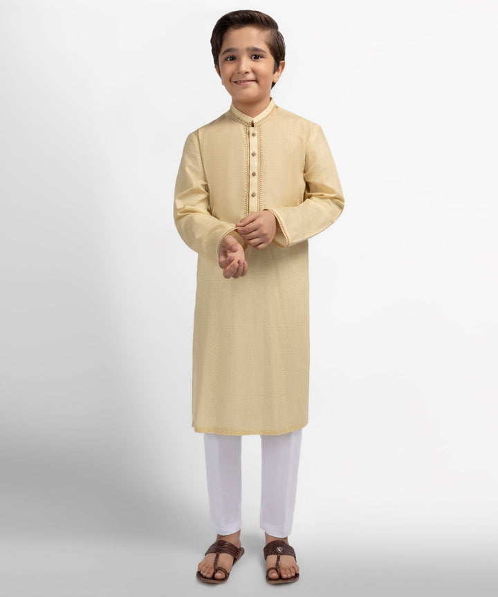Cotton Yellow Kurta - J. Junaid Jamshed