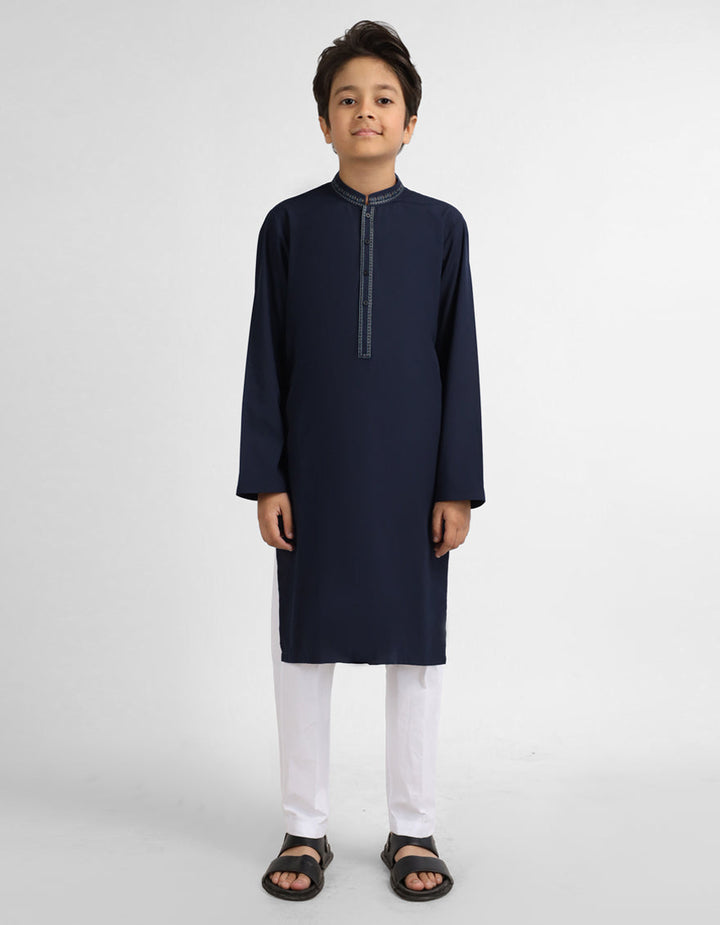 Cotton Navy Blue Kurta - J. Junaid Jamshed