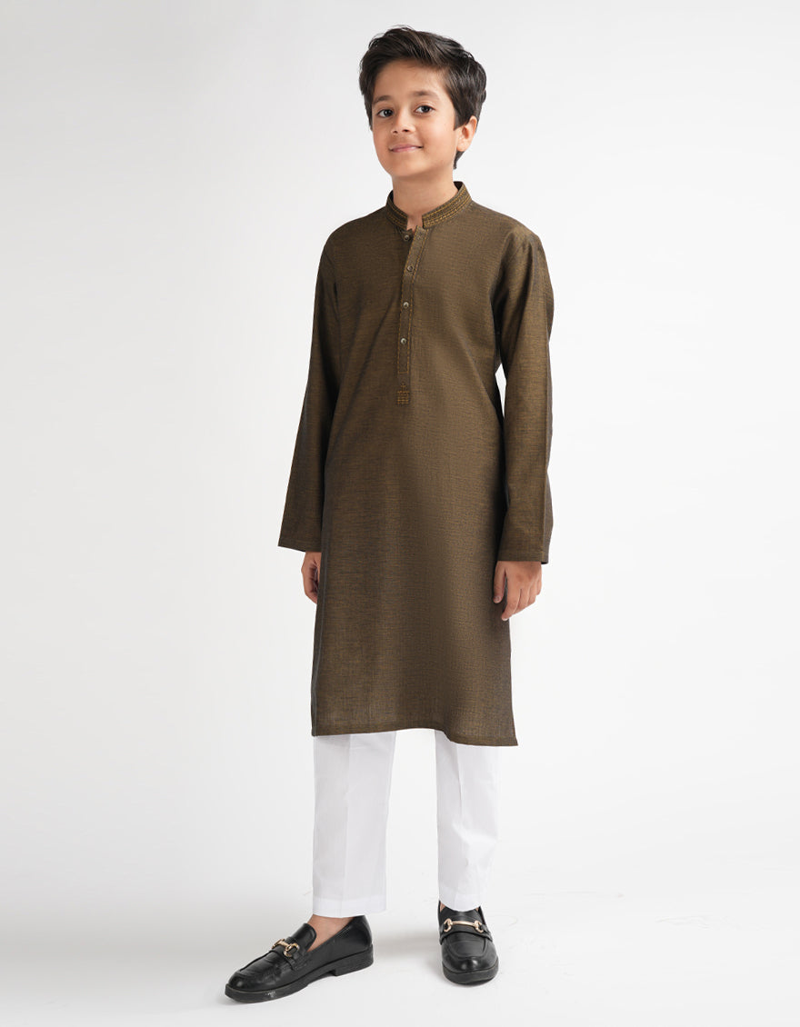 Cotton Mehndi Kurta - J. Junaid Jamshed