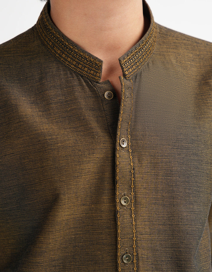 Cotton Mehndi Kurta - J. Junaid Jamshed