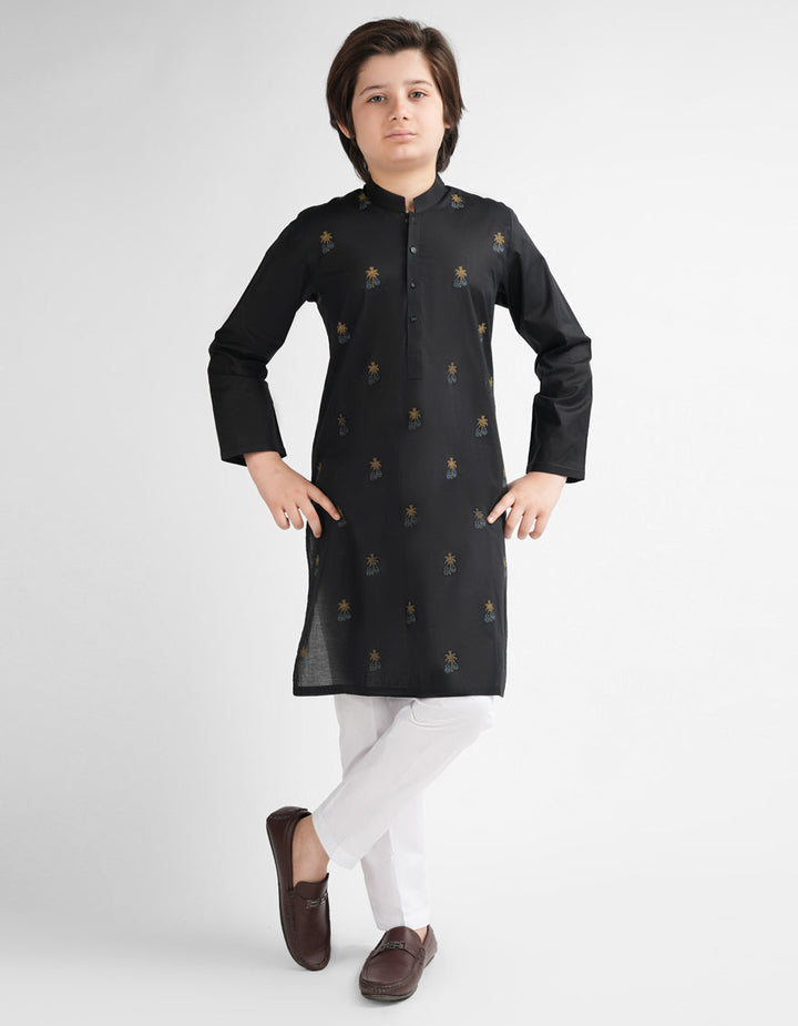 Cotton Black Kurta - J. Junaid Jamshed