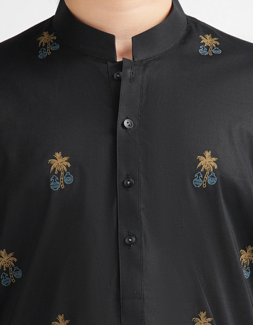 Cotton Black Kurta - J. Junaid Jamshed