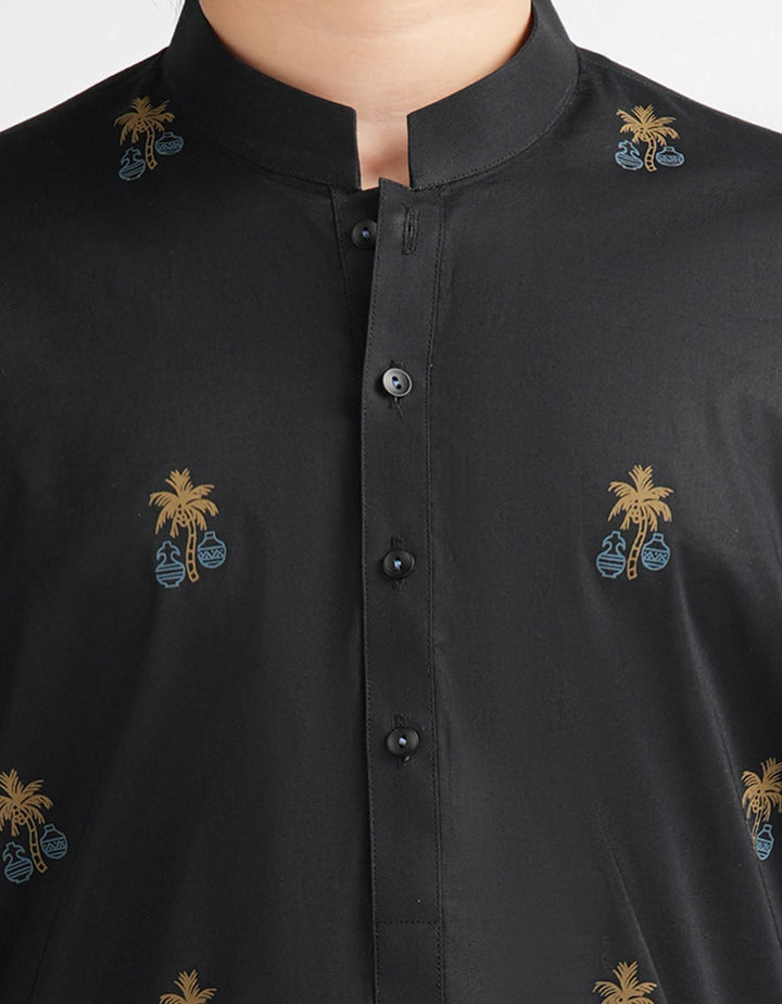 Cotton Black Kurta - J. Junaid Jamshed