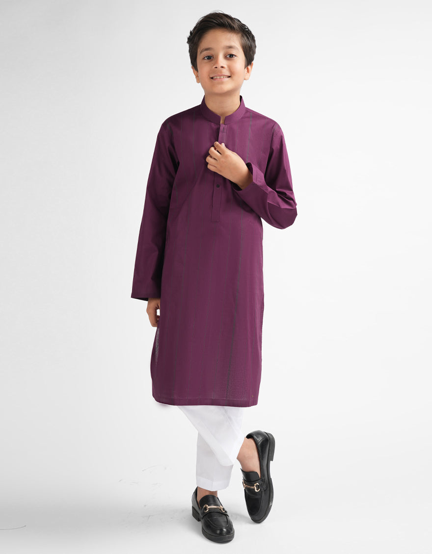 Cotton Maroon Kurta - J. Junaid Jamshed