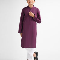 Cotton Maroon Kurta - J. Junaid Jamshed