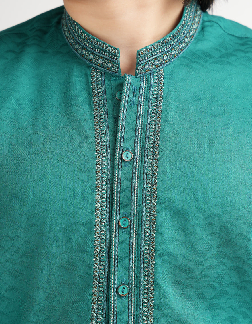 Cotton Sea Green Kurta - J. Junaid Jamshed