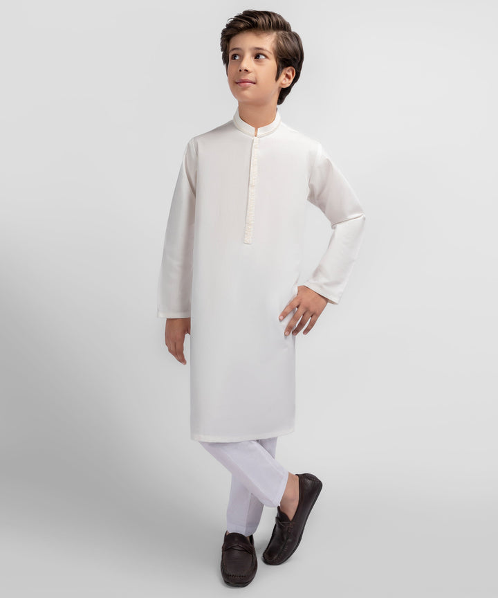 Cotton Off White Kurta - J. Junaid Jamshed